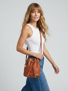 Vintage Petite Dooney & Bourke Crossbody Cinch Top Bucket Bag 90s Made USA